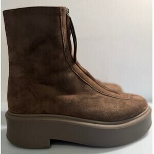The Row Zipped Boot I in Brown Suede 38 (7.5-8) Chunky Moto